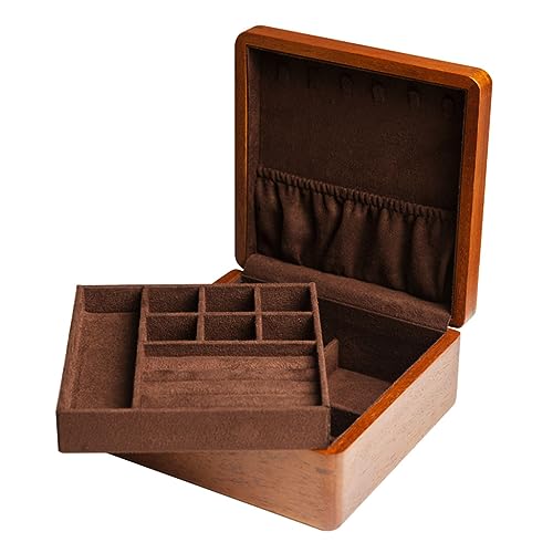 SDGBCXD, Schmuckschatulle aus Teakholz, quadratische Aufbewahrungsbox, Schmuck-Aufbewahrungsbox for Ohrringe, Armreifen, Armbänder, Halsketten, Ringe, Aufbewahrung for Damen und Mädchen,Schmuckkästch von SDGBCXD