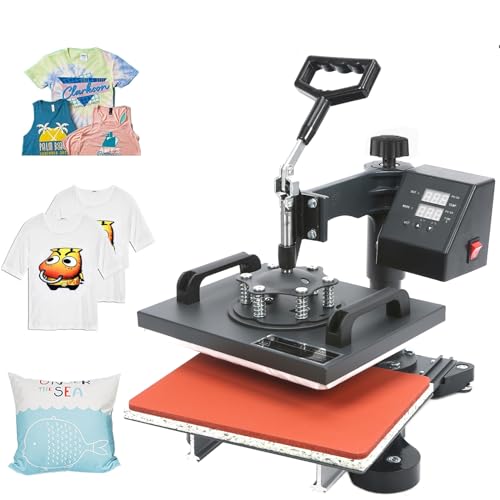 12x10In Heat Press machine 30x25cm Transferpresse Hitzepresse Heißpresse Maschine 360 Grad Drehung Mulitifunktional Textilpresse für T-Shirts Kissen Tasche Mauspads von SDKEHUI