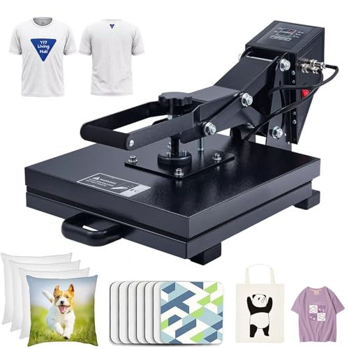 38 x 38 cm Heat Press Machine Hitzepresse Heißpresse Maschine 1400W Transferpresse Sublimationsmaschine Mulitifunktional Textilpresse für T-Shirts Kissen Tasche Mauspads von SDKEHUI