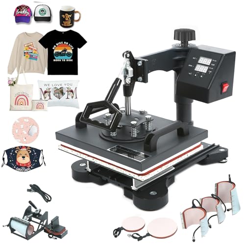 Hitzepresse Heißpresse Maschine 30x25cm 8IN1 Heat Press machine Transferpresse 360 Grad Drehung Mulitifunktional Textilpresse für T-Shirts Becher Platten Kappe von SDKEHUI