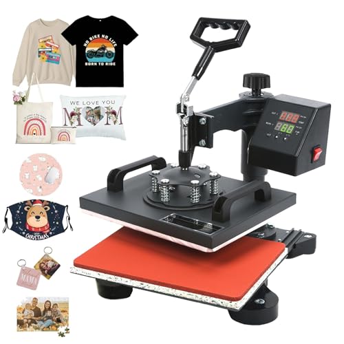 Transferpresse 25X30CM Hitzepresse Heißpresse Heat Press Machine Tassenpresse Textilpresse Mulitifunktional Sublimation Wärmepresse Maschine 360 Grad für T-Shirts von SDKEHUI