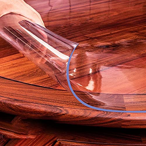 SDLLG Tischfolie Transparente runde Tischdecke aus PVC, Alle Größen Glasklar Folie Abwaschbar Tischschutz Mattiert Schutzfolie Durchsichtig Tischschoner Φ 45cm von SDLLG