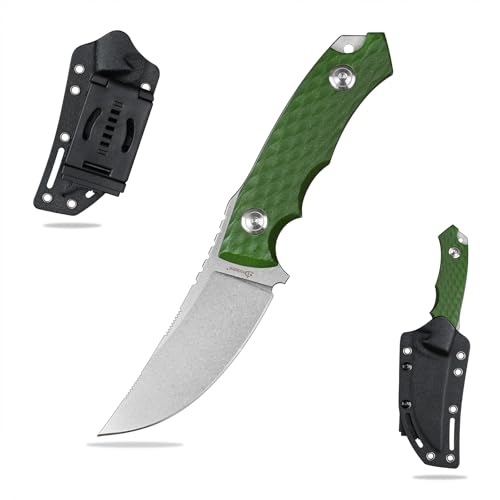 SDOKEDC 14C28N Stahl messer Feststehende Klinge mit G10 Griff & Kydex Scheide für Männer EDC Outdoor (Weiß+Grün) von SDOKEDC