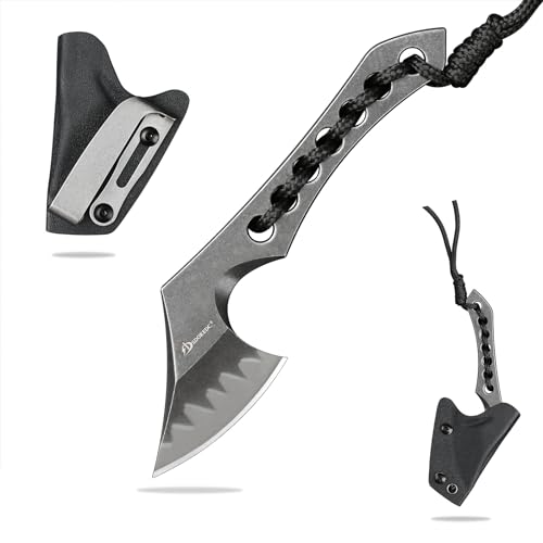 SDOKEDC 9CR18MOV Stahl Taktisches Messer Feststehende Klinge Mini Axt mit Kydex Scheide Jagdmesser für Männer EDC Outdoor Camping Survival von SDOKEDC