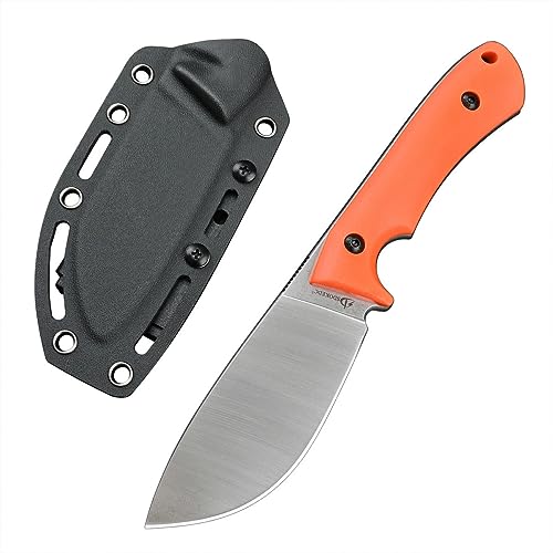 SDOKEDC D2 Stahl taktisches messer Feststehende Klinge mit G10 Griff & Kydex Scheide Jagdmesser für Männer EDC Outdoor Camping Survival (Orange Griff) von SDOKEDC