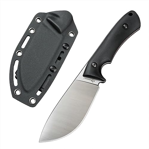 SDOKEDC D2 Stahl taktisches messer Feststehende Klinge mit G10 Griff & Kydex Scheide Jagdmesser für Männer EDC Outdoor Camping Survival (Schwarzer Griff) von SDOKEDC