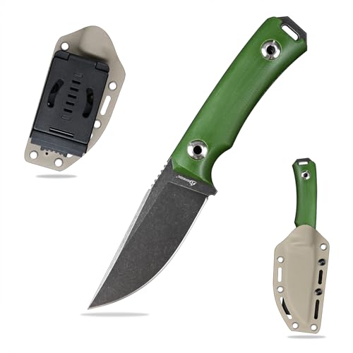 SDOKEDC DC53 Stahl Outdoor messer Feststehende Klinge G10 Griff mit Kydex Scheide Jagdmesser für Männer EDC Camping Survival (Schwarz+Grün) von SDOKEDC