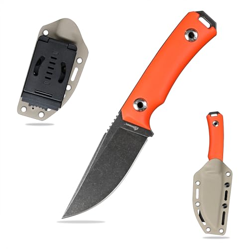 SDOKEDC DC53 Stahl Outdoor messer Feststehende Klinge G10 Griff mit Kydex Scheide Jagdmesser für Männer EDC Camping Survival (Schwarz+Orange) von SDOKEDC