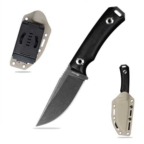 SDOKEDC DC53 Stahl Outdoor messer Feststehende Klinge G10 Griff mit Kydex Scheide Jagdmesser für Männer EDC Camping Survival (Schwarz+Schwarz) von SDOKEDC