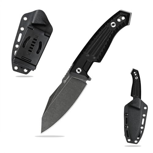 SDOKEDC DC53 Stahl messer Feststehende Klinge G10 Griff mit Kydex Scheide für Männer Camping EDC Survival Outdoor (Black Stone Wash) von SDOKEDC