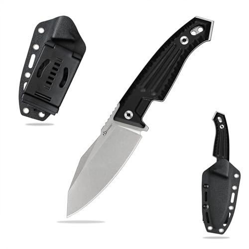 SDOKEDC DC53 Stahl messer Feststehende Klinge G10 Griff mit Kydex Scheide für Männer Camping EDC Survival Outdoor (White Stone Wash) von SDOKEDC