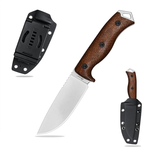 SDOKEDC DC53 Stahl messer Feststehende Klinge Micarta Griff mit Kydex Scheide für Männer EDC Camping Survival Outdoor (White Stone Wash) von SDOKEDC