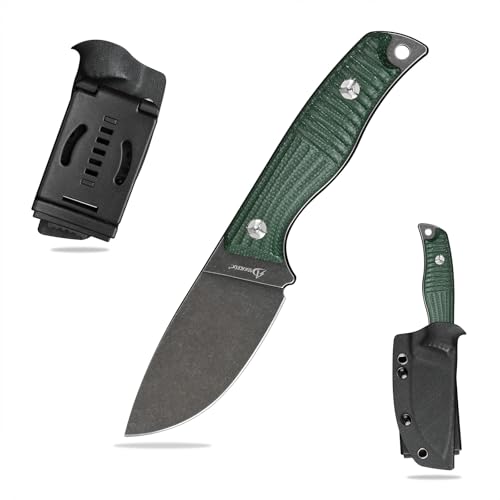 SDOKEDC DC53 Stahl messer Feststehende Klinge Micarta Griff mit Kydex Scheide für Männer Outdoor Camping Survival EDC (Schwarz + Grün) von SDOKEDC