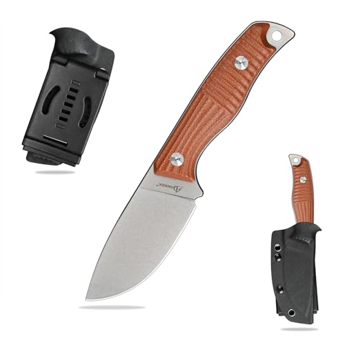 SDOKEDC DC53 Stahl messer Feststehende Klinge Micarta Griff mit Kydex Scheide für Männer Outdoor Camping Survival EDC (Weiß+Braun) von SDOKEDC