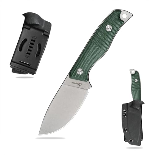 SDOKEDC DC53 Stahl messer Feststehende Klinge Micarta Griff mit Kydex Scheide für Männer Outdoor Camping Survival EDC (Weiß+Grün) von SDOKEDC