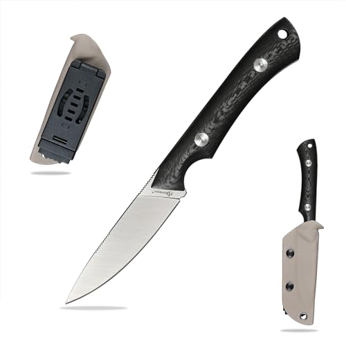 SDOKEDC DC53 Stahl messer Feststehende Klinge mit Kydex Scheide Jagdmesser für Männer EDC Outdoor Camping Survival (weiß Kohlefaser Griff) von SDOKEDC