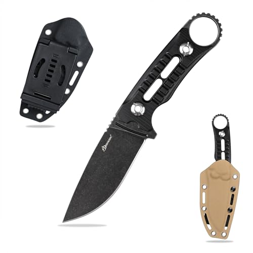 SDOKEDC DC53 Stahl messer Jagdmesser Feststehende Klinge G10 Griff mit Kydex Scheide für Männer EDC Outdoor Camping Survival (Schwarz+Schwarz) von SDOKEDC