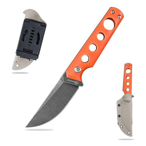 SDOKEDC DC53 Stahl messer Feststehende Klinge G10 Griff mit Kydex Scheide Jagdmesser für Männer EDC Outdoor Camping Survival (Schwarz Orange) von SDOKEDC