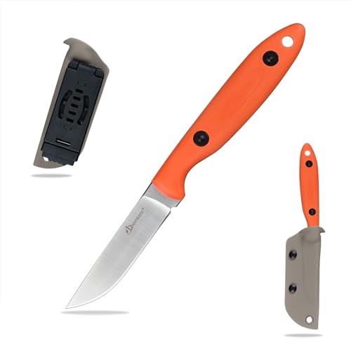 SDOKEDC DC53 Stahl taktisches messer Feststehende Klinge mit G10 Griff & Kydex Scheide Jagdmesser für Männer EDC Outdoor Camping Survival (weiß & orange G10 Griff) von SDOKEDC