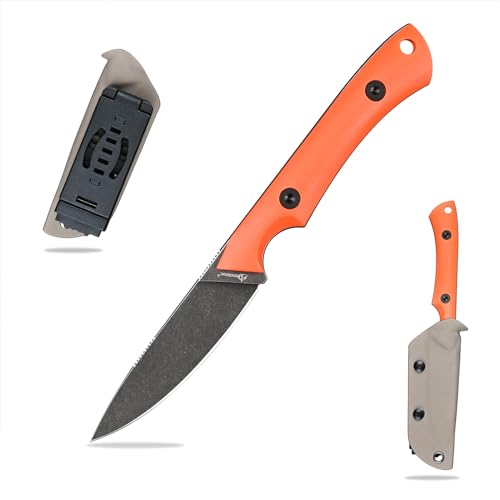 SDOKEDC DC53 Stahl messer Feststehende Klinge mit Kydex Scheide Jagdmesser für Männer EDC Outdoor Camping Survival (Schwarz Orange) von SDOKEDC