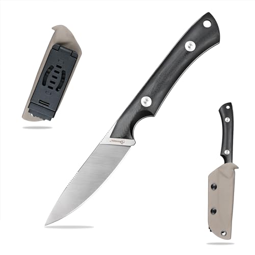 SDOKEDC DC53 Stahl taktisches messer Feststehende Klinge mit Kydex Scheide Jagdmesser für Männer EDC Outdoor Camping Survival (Weiß Schwarz) von SDOKEDC