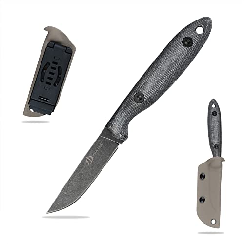 SDOKEDC DC53 Stahl taktisches messer Feststehende Klinge mit Micarta Griff & Kydex Scheide Jagdmesser für Männer EDC Outdoor Camping Survival (schwarz & Micarta) von SDOKEDC