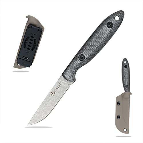 SDOKEDC DC53 Stahl messer Feststehende Klinge mit Micarta Griff & Kydex Scheide Jagdmesser für Männer EDC Outdoor Camping Survival (weiß &Micarta) von SDOKEDC