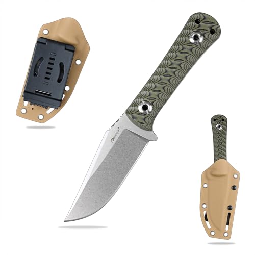 SDOKEDC Outdoor Messer feststehende Klinge aus DC53 Stahl gefertigt G10 Griff mit Kydex Scheide Jagdmesser für Männer EDC Outdoor Camping Survival (Weiß+Grün) von SDOKEDC