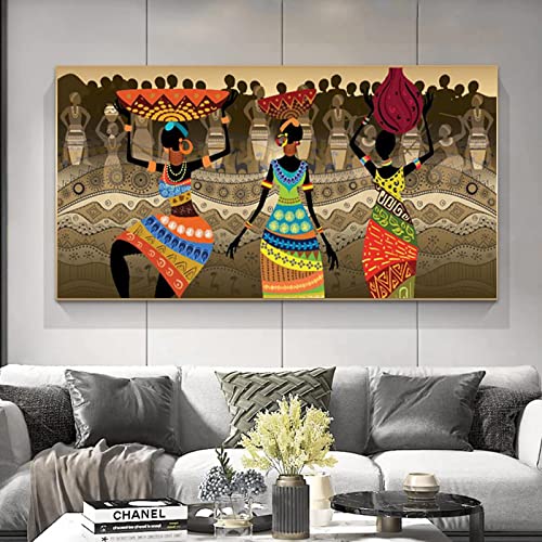 Abstrakte afrikanische Kunst, tanzende Frau, Ölgemälde auf Leinwand, Wandkunst, Poster und Drucke, Wandbild für Wohnzimmer, Heimdekoration, 80 x 160 cm, rahmenlos von SDVIB