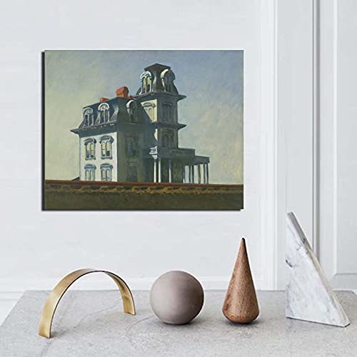 Edward Hopper Haus Am Bahndamm Leinwand Gemälde Druck Wohnzimmer Wohnkultur Moderne Wandkunst Ölgemälde Poster Bilder 40x60cm Rahmenlos von SDVIB