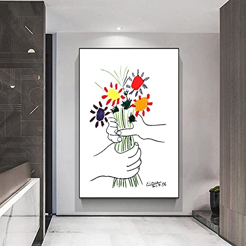 Pablo Picasso Kunst Poster 1958 Blumenstrauß des Friedens Bilder Blume Wandkunst Leinwand Malerei Nordische Drucke Bilder Wohnkultur 50x70cm Rahmenlos von SDVIB