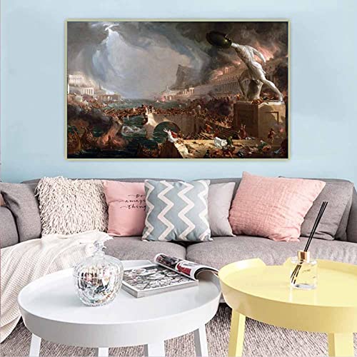 Thomas Cole The Course of Empire Destruction Leinwand Ölgemälde Bild Poster Drucke Wandkunst Wohnkultur 70x100cm Rahmenlos von SDVIB