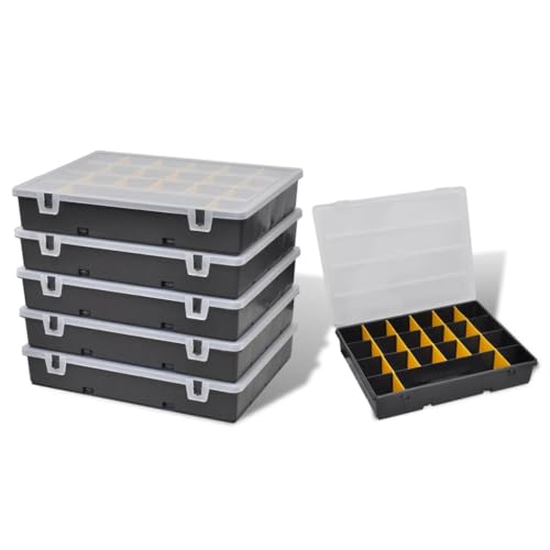 6x Sortimentskasten Kleinteilemagazin Sortierbox mit Deckel Sortierkasten Sortierkoffer Werkzeugbox Sortimentskoffer Sortimentsbox Organisationsbox mit herausnehmbaren Fächern, 36 x 28 x 6,5 cm von SDWEHO7