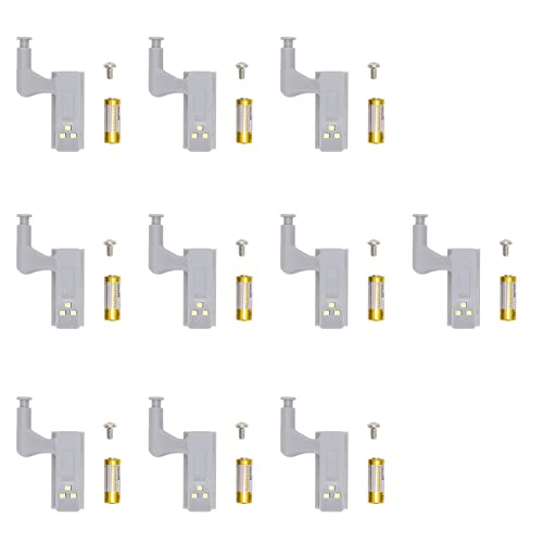 10 Sets Scharnier LED Licht Hohe Schranktür Lichter Scharnier LED Licht Helligkeit ABS Schrank Scharnier Licht mit 3 LED Lampenperlen Scharnier Lichter für Kleiderschrank Schrank (Weißes Licht + von SEAFRONT