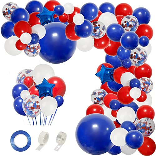 145 Stück Luftballons Bogen Set Kit Blau Weiß Rot Latex Ballon Girlande mit Stern Folienballon für 70 Jahre Queen's Platinum Jubiläum 2022 Geburtstag Hochzeit Party Dekoration Supplies von SEAHUI