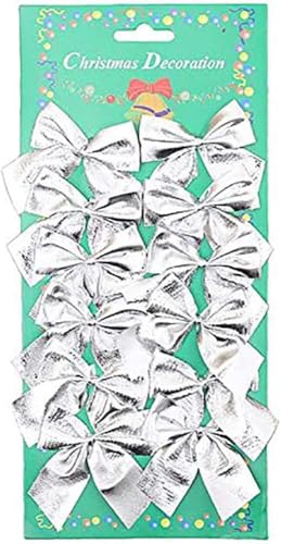 12 PCS Weihnachtsband Bögen Ornamente Weihnachtsbaum Bowknot Samt Band Bögen Weihnachten Bögen für Baum Dekorationen Präsentiert Wrapping Craft Supplies, Silber von SECALIFE