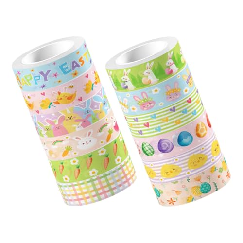 SECFOU 12 Rollen Osterband Bastelband Scrapbook-klebeband Scrapbooking-zubehör Dekoratives Washi-tape Druckband Washi-tapes Stempeln Tagebuchband Scrapbooking Washi Tape Planerband Papier von SECFOU