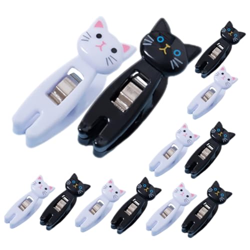 SECFOU 12 Stück Multifunktionale Kunststoff Clips Katzen Memo Clip Katzen Foto Clips Memo Clips Katzen Clips Für Kleine Clips Niedliche Kleidungsklammern Katzen Notizklammern von SECFOU