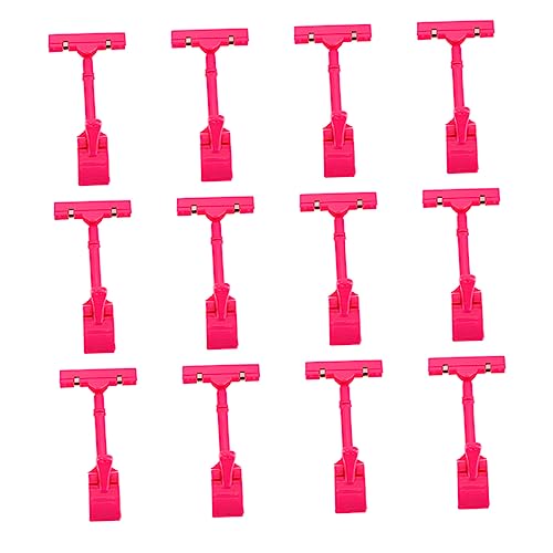 SECFOU 12 Stück Supermarkt Werbeordner Tag Clips Regal Schilderhalter Karten Clips Etikettenhalter Clip Warenschild Display Doppelkopf Karten Clip Tag Klemme Rosiger Kunststoff von SECFOU