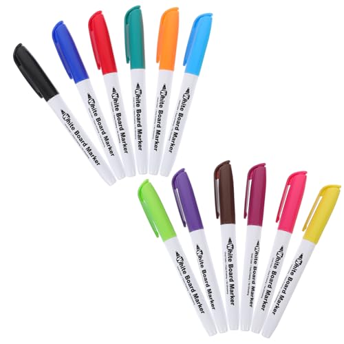 SECFOU 12st Textmarker Farbige Markierungen Tragbare Whiteboard-marker Praktische Trocken Abwischbare Marker Trocken Abwischbare Marker Zum Schreiben Whiteboard-trockenlöschmarker Plastik von SECFOU