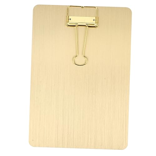 SECFOU 1Stk A5 Notiz kleiner Notizblock Speisekarte Taschenordner A5 Klemmbrett clipboard Schreibbrett mit Klemme schulsachen Klemmbrett Metall Zwischenablage schreiben Golden von SECFOU