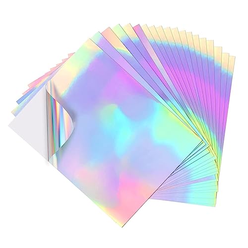 SECFOU 20 Blatt Holografische A4 Papieraufkleber Selbstklebende Wasserlösliche Etiketten DIY Wasserbecher Aufkleber Beschreibbar Ideal Für Bastelprojekte Und Etikettierungen von SECFOU