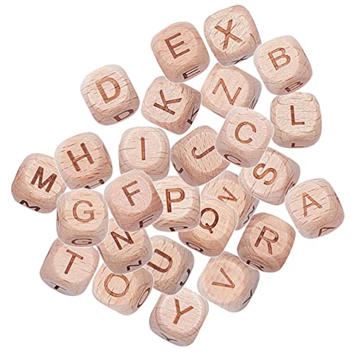 SECFOU 26St 26 Buchstabenperlen Schmuck-Alphabet-Perlen Dekor Anfangsbuchstaben Perlen Briefe Alphabete alphabet beads buchstabenperlen set Holzperlen multifunktionale Armbandperlen Buche von SECFOU