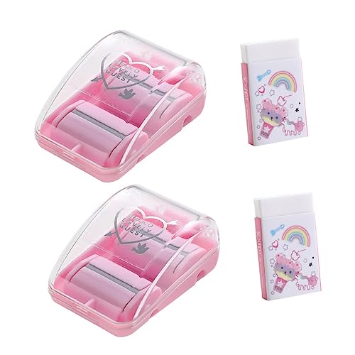 SECFOU 2er Set Mini Radiergummi Sammler Für Den Schreibtisch Tragbare Radiergummi Reiniger Mit Roller Design Ideal Für Die Desktop Reinigung Pink von SECFOU