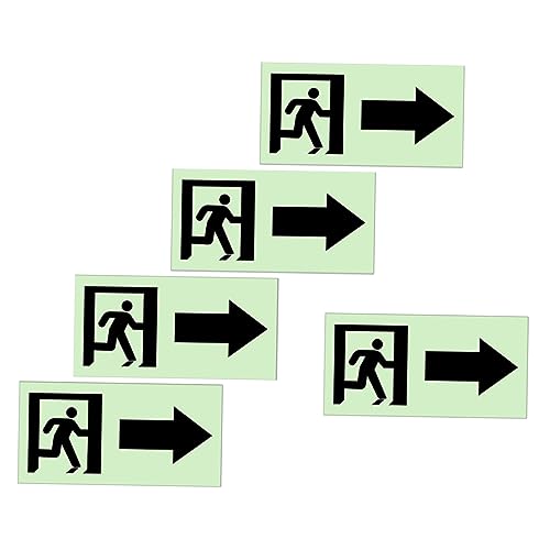 SECFOU 5st Leuchtende Aufkleber Bodenführungsaufkleber Aufkleber Für Nachleuchtende Ausgangsschilder Sicherer Ausgangsaufkleber Ausgangsschild-kontrollleuchte Leuchtende Wandaufkleber Pvc von SECFOU