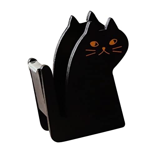 SECFOU Halter für Katzenband Klebeband im Retro-Stil Klebebandschneider im Retro-Stil Katzenförmiger Klebebandspender Niedlicher Klebebandhalter Klebebandspender in Katzenform Holz Black von SECFOU