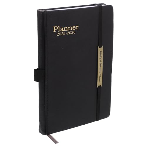 SECFOU Notizbuch lernplaner academic planner dating kalender notiztafel notizzettel Planer 2024 tragbarer Planer-Notizblock To-do-Listenplaner Bürobedarf Englischer Ausgabeplaner Pu Black von SECFOU