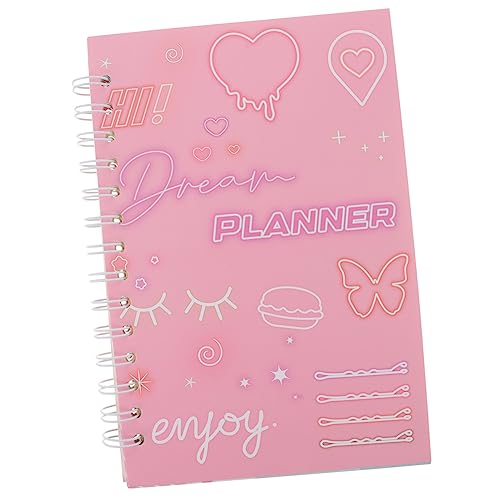 SECFOU Notizbuch schreibheft work planner notebook Notizheft Arbeitsplaner Taschenplaner spiralförmiger Tagesplaner Jahresplan Notizblock Notizbücher planen Zeitplaner Papier Rosa von SECFOU