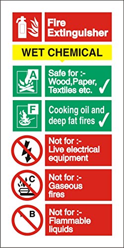 'Stewart Superior Schild Wet chemischen Feuerlöscher Fire Sicherheit Selbstklebendes Vinyl W100 X 200 mm Ref ff100sav von SECO