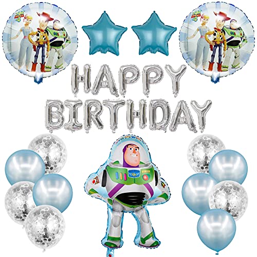Buuzz Liightyear Geburtstag Deko Set, Luftballons Kindergeburtstag Deko Junge Mädchen, Geburtstag Ballons, Folienballon für Party, Buzz Lightyear Themenparty Dekoration, Happy Birthday Dekoration von SECOLI